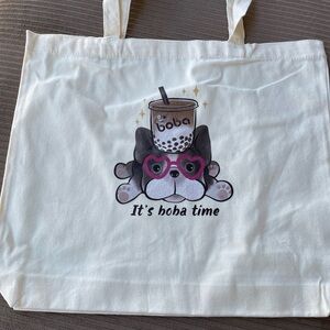 It’s Boba timeTote – Cream Canvas Bag